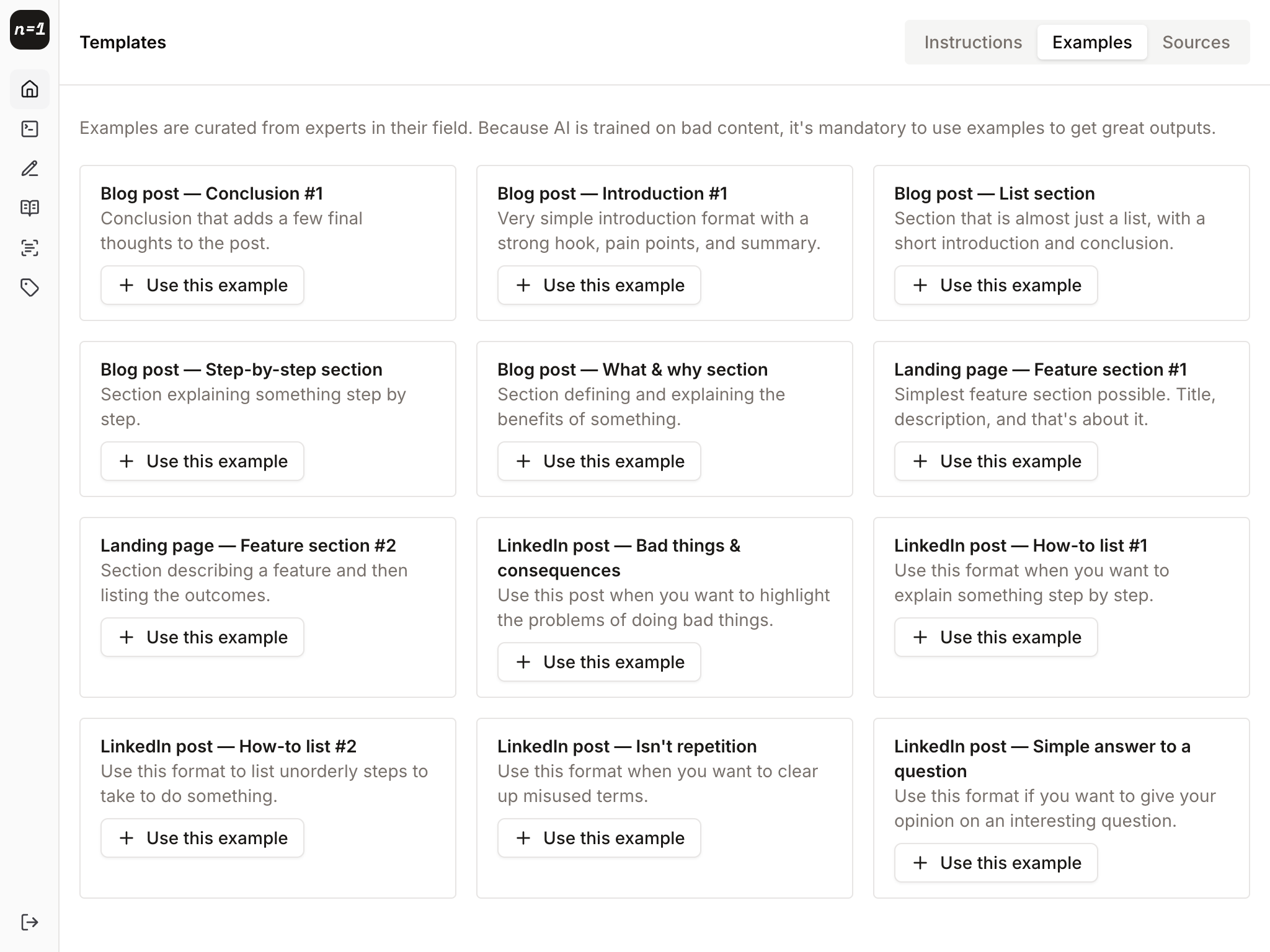 Content templates